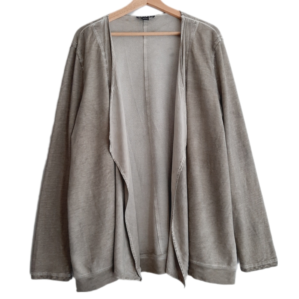 🍒 TRIBAL Mixed Media Burnout Style Open Front Cardigan Grey Sz XL